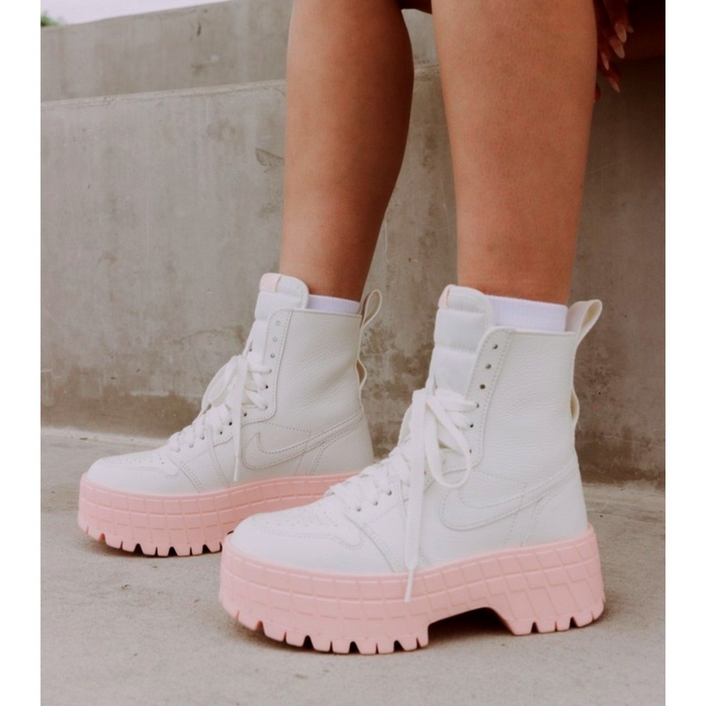 NIKE Jordan Air Mae Sail Pink White Platform Boot Sneakers - Picture 7 of 11